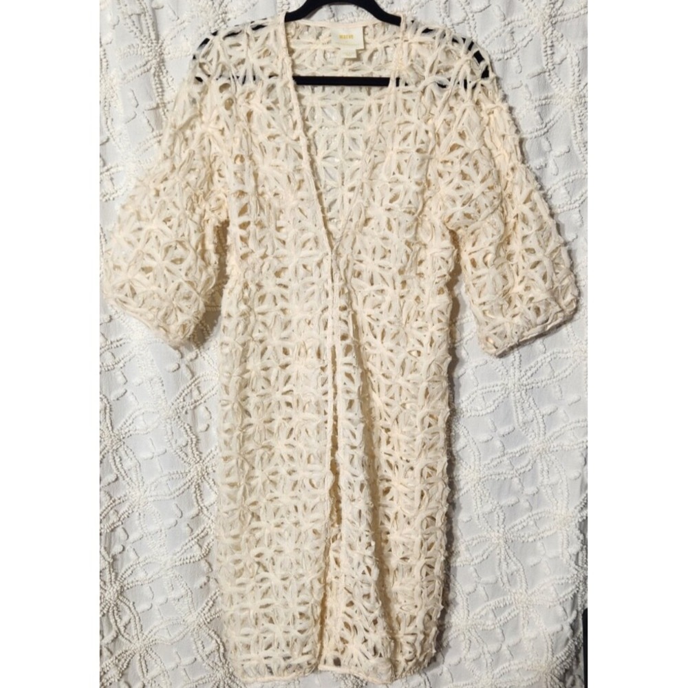 Anthropologie Maeve Womens Duster One Size Cream Kimono Fairy‎ Romantic Boho